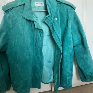 VINTAGE!!! Teal 100% leather jacket